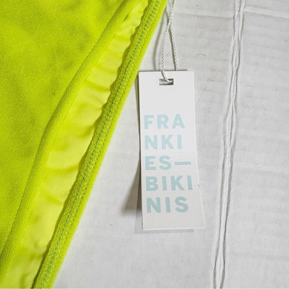 Frankies Bikinis Siren Enzo Terry Bottom Size Large New NWT Neon Green Blue - Picture 6 of 10
